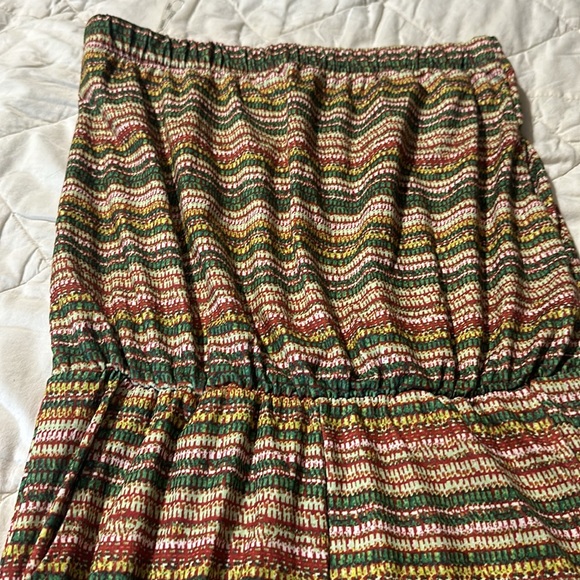 Brown, Gold & Blue Strapless Jumpsuit, Large by exist - Picture 3 of 4